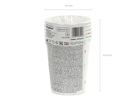 Kubeczki Kropki, jasny róż, 260 ml (1 op. / 6 szt.)
