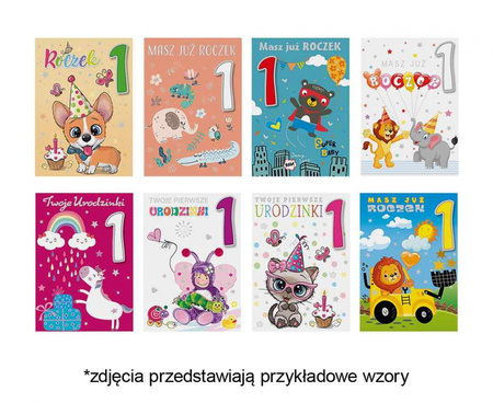 #ZK Laurka z cyframi na gąbkach exclusive B6GE 117x167 Urodziny Roczek zest. 736 Dziecięce - Baby, Chłopiec, Dziewczynka, Grafika