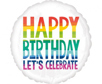 #BFK Balon foliowy 18" CIR "Happy Birthday Let's Celebrate", zapakowany