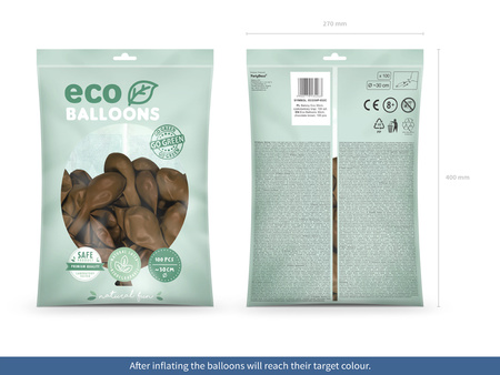 Balony Eco 30cm pastelowe, czekoladowy brąz (1 op. / 100 szt.)
