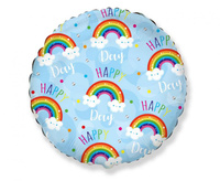 #BFK Balon foliowy 18" FX - Happy Day - tęcza, niebieski, niepakowany KK