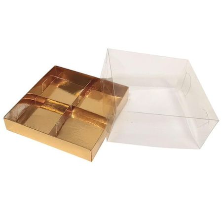 Pudełko na 4 monoporcje 17,5x17,5x7,5 cm ZŁOTE