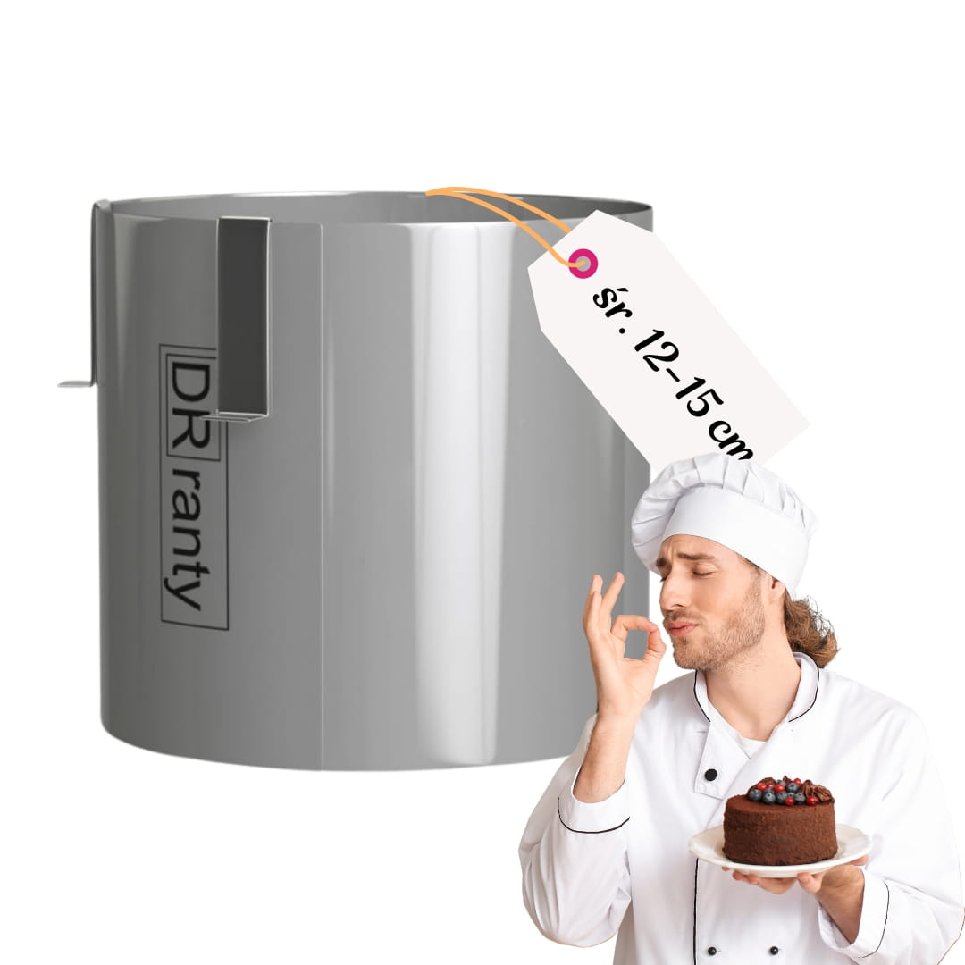 Regulowany rant do tortów wysokość 14 cm średnica 12-15 cm widok ogólny