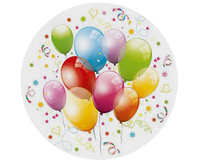 #ZTA Talerzyki papierowe Birthday Balloons, 18 cm,  8 szt.