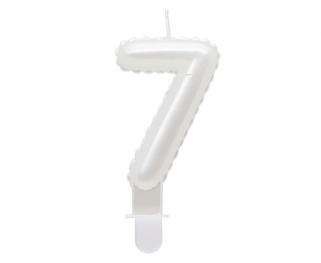 #SC6 Świeczka B&C cyferka 7, perłowa biała, 7 cm KK