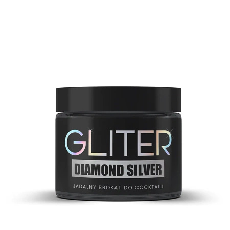 Jadalny brokat do napojów DIAMOND SILVER GLITER SREBRNY