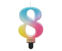 #SC13 Świeczka cyferka 8, ombre, pastelowa, 8 cm KK