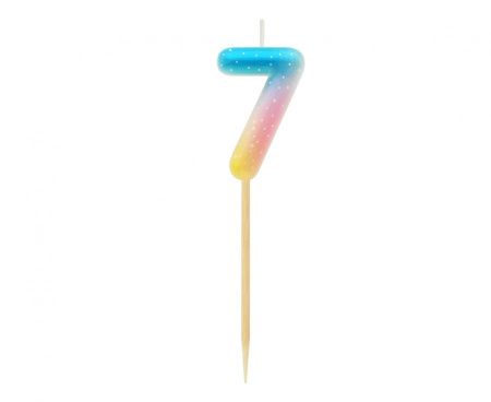 #SC14 Świeczka piker cyferka 7, ombre, pastelowa KK