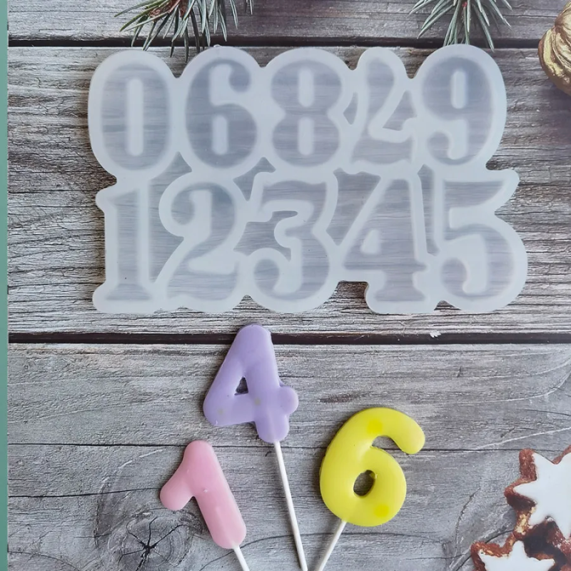 Przykładowe zastosowanie formy silikonowej CYFRY – lizaki i dekoracje w kształcie cyfr