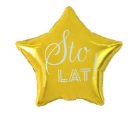 #BFK Balon foliowy Sto Lat, gwiazda złota, nadruk biały, 19" KK