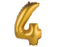 #BFC11 Balon foliowy "Cyfra 4", złota, matowa, 35 cm KK