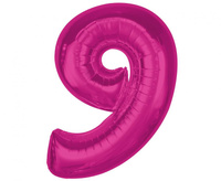 #BFC36 Balon foliowy Smart, cyfra 9, różowa, 92 cm