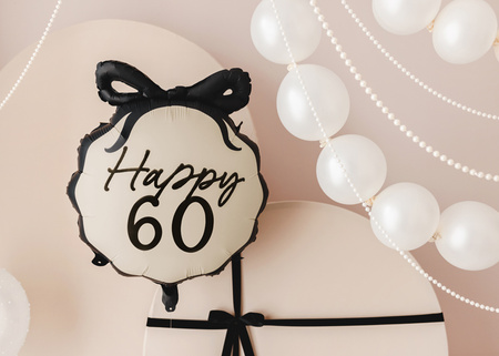 Balon foliowy pastylka Happy ''60'', 47.5x45 cm, mix
