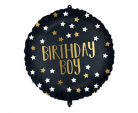 #BFK Balon foliowy 18" Black-Gold Birthday Boy Decorata