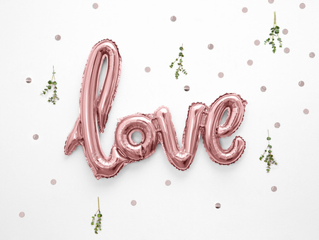 Baner Love, srebrny, 21x55cm