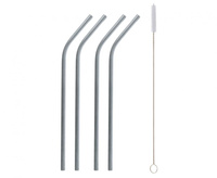 #ZSŁ Rurki metalowe, srebrne, 4 zagięte i szczoteczka KK