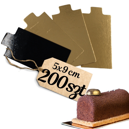 Bankietówki podkładki pod monoporcje dwustronne ZŁOTO CZARNE 5x9 cm 200 szt.