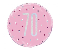 #BFK Balon foliowy UQ 18" Glitz, groszki z nadr. 70, różowy