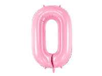 Balon foliowy Cyfra ''0'', 86cm, różowy Party Deco