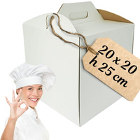Mocne pudełko na tort 20x20x25 cm z rączką