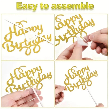 Papierowy topper na tort HAPPY BIRTHDAY CZARNY WZ.I