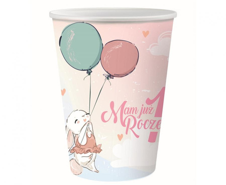 #ZKU_GD Kubeczki pap. kolekcja Roczek - Króliczek, 240 ml/ 6 szt. KK