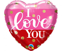 #BFK Balon foliowy 18" QL HRT - I Love You złote groszki KK
