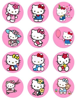 Wydruk waflowy opłatek na muffinki HELLO KITTY