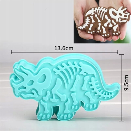 Foremka ze stemplem do wyciskania ciasteczek, pierników DINOZAUR - TRICERATOPS 13x8 cm