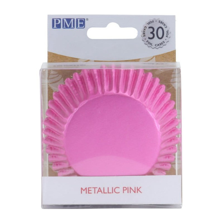 Papilotki do muffinek RÓŻOWE METALICZNE 30 szt. PME