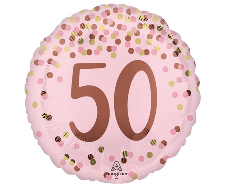 #BFK Balon foliowy 18" Pretty pink 50th birthday