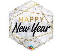 #BFK Balon foliowy 20" QL "Happy New Year", (marmurkowy) KK