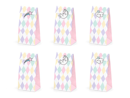 Balony 30cm, happy birthday, P. Baby Pink (1 op. / 6 szt.)
