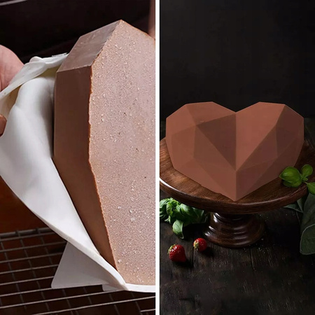 Forma silikonowa na tort musowy SERCE GEMOETYRCZNE TECHNO ORIGAMI