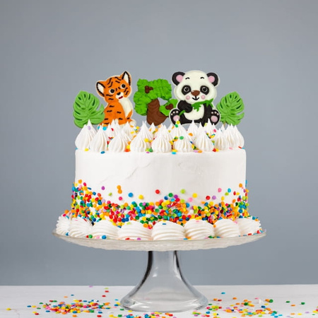 Zestaw figurek cukrowych na tort PANDA I TYGRYS ZWIERZĘTA dekoracje 2D Slado