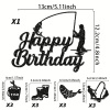 Papierowy topper na tort HAPPY BIRTHDAY DLA WĘDKARZA RYBY