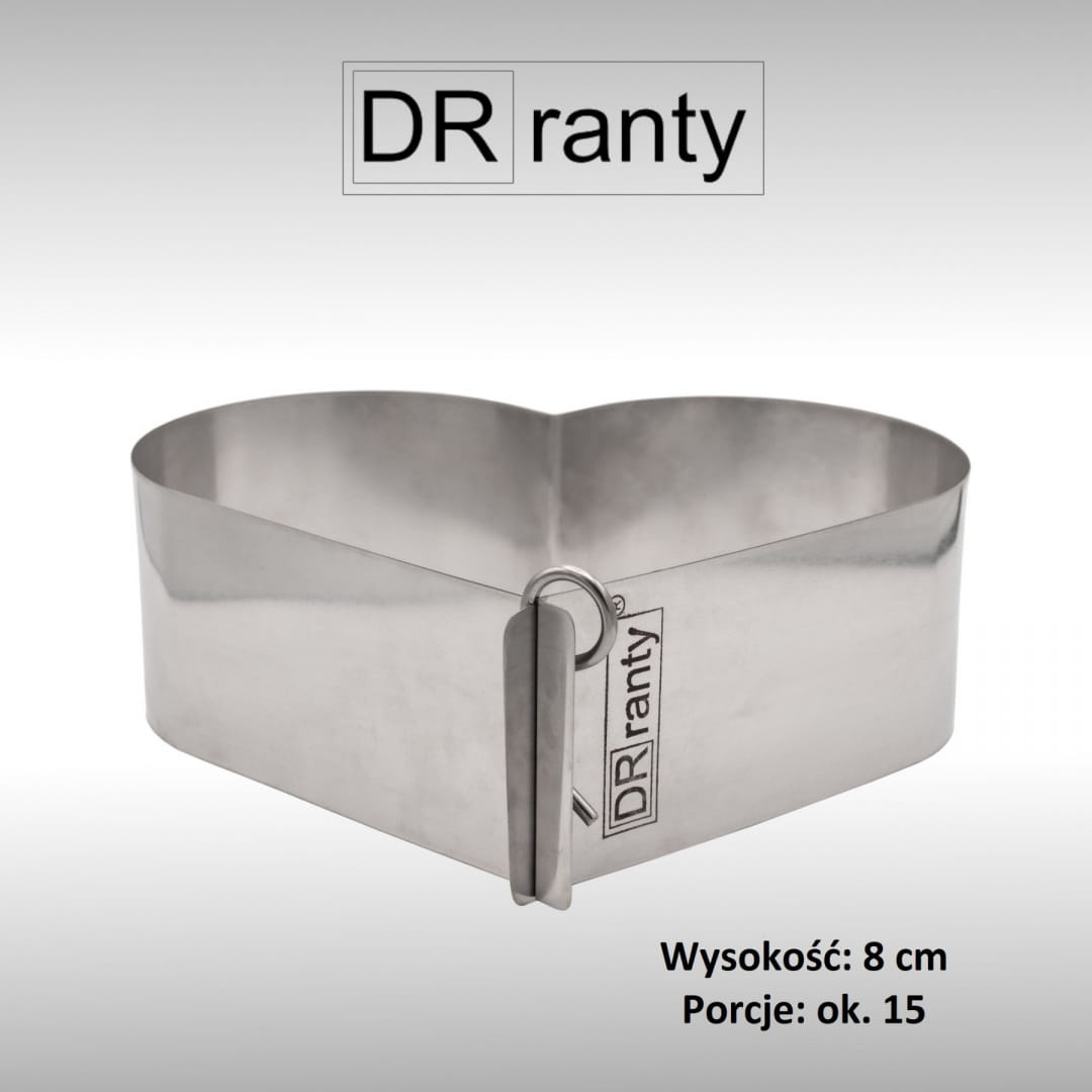 Rant cukierniczy w kształcie serca 8 cm na 15 porcji widok ogólny