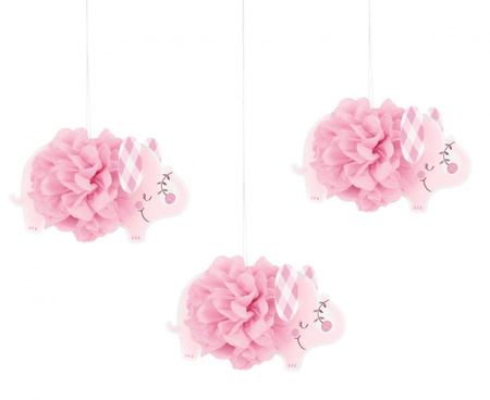 #DEI Dekoracja wisząca Floral Elephant, różowa, 23 cm, 3 szt. KK