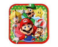#ZTA Talerzyki papierowe Super Mario 18x18 cm, kwadratowe, 8 szt.