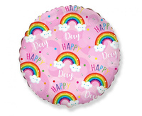 #BFK Balon foliowy 18" FX - Happy Day - tęcza, różowy, niepakowany KK