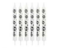 #SU Świeczki urodzinowe 6/6, "Piłki nożne (nadruk)" , z podstawkami