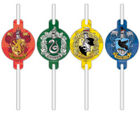 #ZSŁ Rurki (słomki) papierowe z medalionem Harry Potter Hogwarts Houses, 4 szt. KK