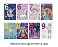 #ZK Laurka z cyframi na gąbkach exclusive B6GE 117x167 Urodziny Dziecięce zest. 739 Dziecięce - 6-9 lat, Cyfry, Dziewczynka