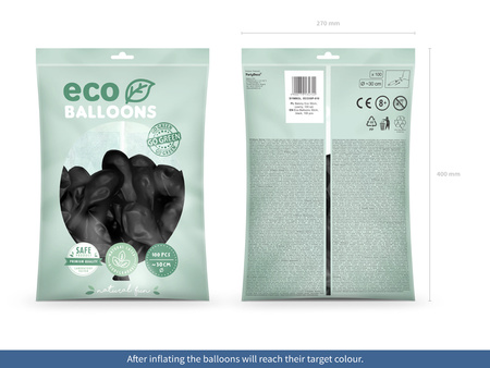 Balony Eco 30cm metalizowane, srebrny (1 op. / 100 szt.)
