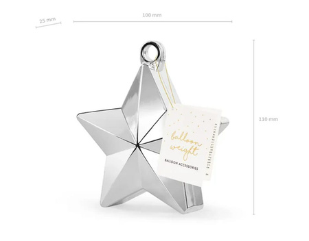 Ciężarek do balonów Gwiazdka SREBRNY 10x11 cm Party Deco