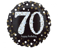 #BFK Balon foliowy 18" Sparkling Birthday 70 okrągły, 43 cm, zapakowany