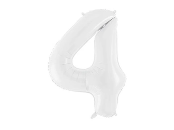 Balon foliowy Cyfra ''4'', 86 cm, biały Party Deco