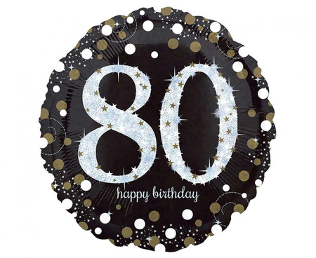 #BFK Balon foliowy 18" Sparkling Birthday 80 okrągły, 43 cm, zapakowany