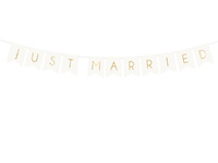 Baner Just Married, biały, 15 x 155 cm