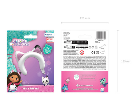 Balon foliowy Kocie uszy Gabi, 21.5x21 cm, mix (1 op. / 6 szt.)